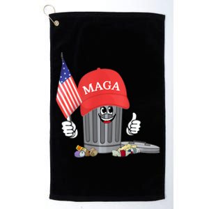 Funny Trump Maga Garbage Can Cartoon Character American Flag Platinum Collection Golf Towel