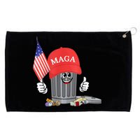 Funny Trump Maga Garbage Can Cartoon Character American Flag Grommeted Golf Towel