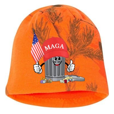 Funny Trump Maga Garbage Can Cartoon Character American Flag Kati - Camo Knit Beanie