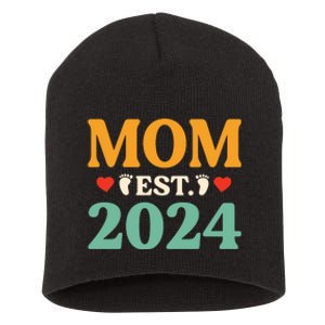 First Time Mom Est 2024 Promoted To Mommy 2024 Gifts Short Acrylic Beanie