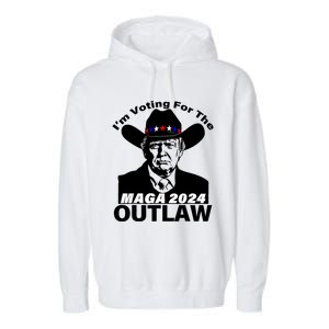 Funny Trump Maga 2024 IM Voting For The Outlaw Garment-Dyed Fleece Hoodie