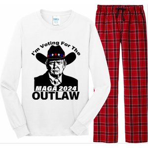 Funny Trump Maga 2024 IM Voting For The Outlaw Long Sleeve Pajama Set