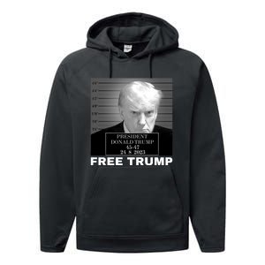 Free Donald Trump Mugshot Performance Fleece Hoodie