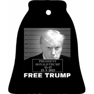 Free Donald Trump Mugshot Ceramic Bell Ornament