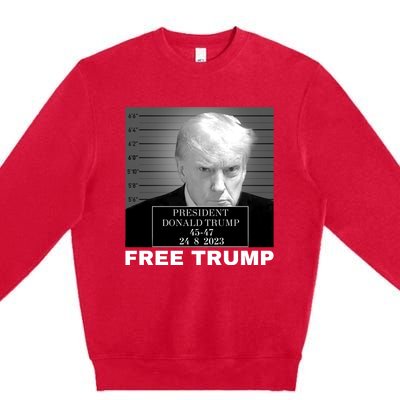 Free Donald Trump Mugshot Premium Crewneck Sweatshirt