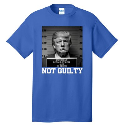 Funny Trump Mug Shot Trump Not Guilty MugShot Tall T-Shirt