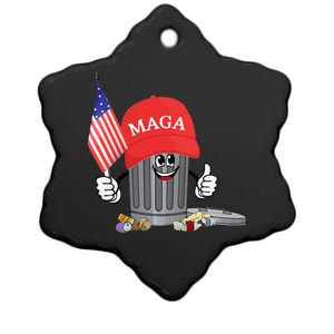 Funny Trump Maga Garbage Can Cartoon Character American Flag Ceramic Star Ornament