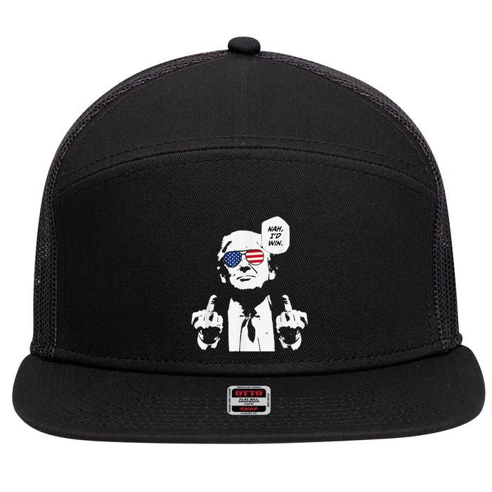 Funny Trump Meme Nah ID Win Reference 7 Panel Mesh Trucker Snapback Hat