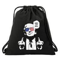 Funny Trump Meme Nah ID Win Reference Drawstring Bag