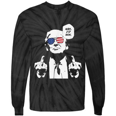 Funny Trump Meme Nah ID Win Reference Tie-Dye Long Sleeve Shirt