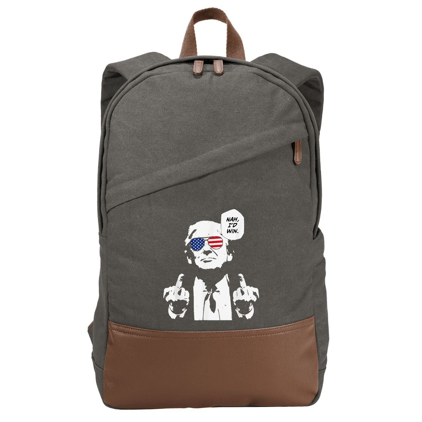 Funny Trump Meme Nah ID Win Reference Cotton Canvas Backpack