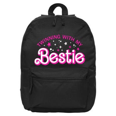 Funny Twin Matching Twins Day Friend Twinning With My Bestie 16 in Basic Backpack