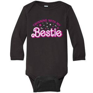 Funny Twin Matching Twins Day Friend Twinning With My Bestie Baby Long Sleeve Bodysuit