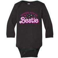 Funny Twin Matching Twins Day Friend Twinning With My Bestie Baby Long Sleeve Bodysuit