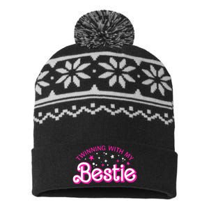 Funny Twin Matching Twins Day Friend Twinning With My Bestie USA-Made Snowflake Beanie