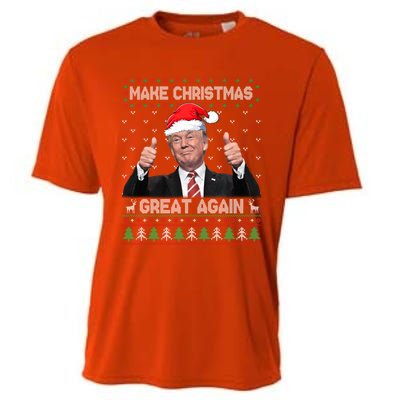 Funny Trump Make Christmas Great Again Ugly Sweater Xmas Cooling Performance Crew T-Shirt