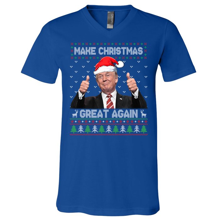 Funny Trump Make Christmas Great Again Ugly Sweater Xmas V-Neck T-Shirt