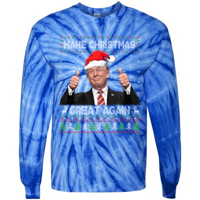 Funny Trump Make Christmas Great Again Ugly Sweater Xmas Tie-Dye Long Sleeve Shirt