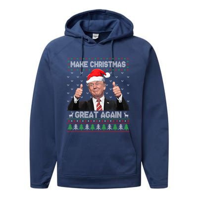 Funny Trump Make Christmas Great Again Ugly Sweater Xmas Performance Fleece Hoodie