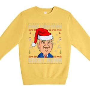 Funny Trump Make Christmas Great Again Ugly Christmas Premium Crewneck Sweatshirt