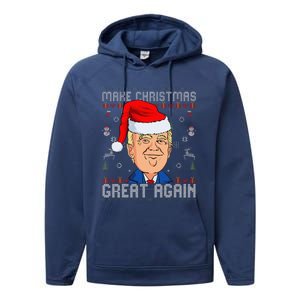 Funny Trump Make Christmas Great Again Ugly Christmas Performance Fleece Hoodie