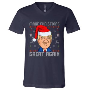 Funny Trump Make Christmas Great Again Ugly Christmas V-Neck T-Shirt