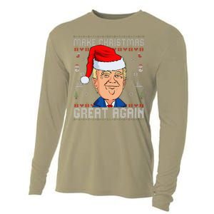 Funny Trump Make Christmas Great Again Ugly Christmas Cooling Performance Long Sleeve Crew