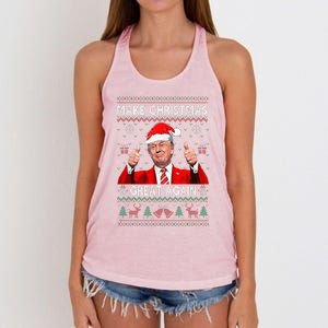 Funny Trump Make Christmas Great Again Ugly Sweater Xmas Women's Knotted Racerback Tank