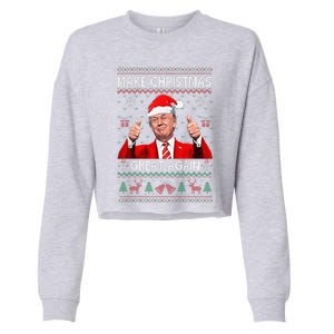 Funny Trump Make Christmas Great Again Ugly Sweater Xmas Cropped Pullover Crew