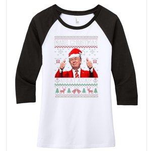 Funny Trump Make Christmas Great Again Ugly Sweater Xmas Women's Tri-Blend 3/4-Sleeve Raglan Shirt