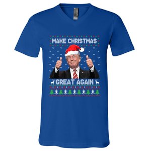 Funny Trump Make Christmas Great Again Ugly Sweater Xmas Cute Gift V-Neck T-Shirt