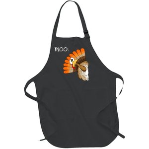 Funny Turkey Moo Cow Thanksgiving Full-Length Apron With Pockets