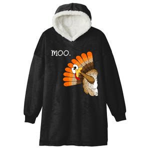 Funny Turkey Moo Cow Thanksgiving Hooded Wearable Blanket