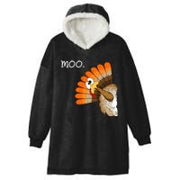 Funny Turkey Moo Cow Thanksgiving Hooded Wearable Blanket