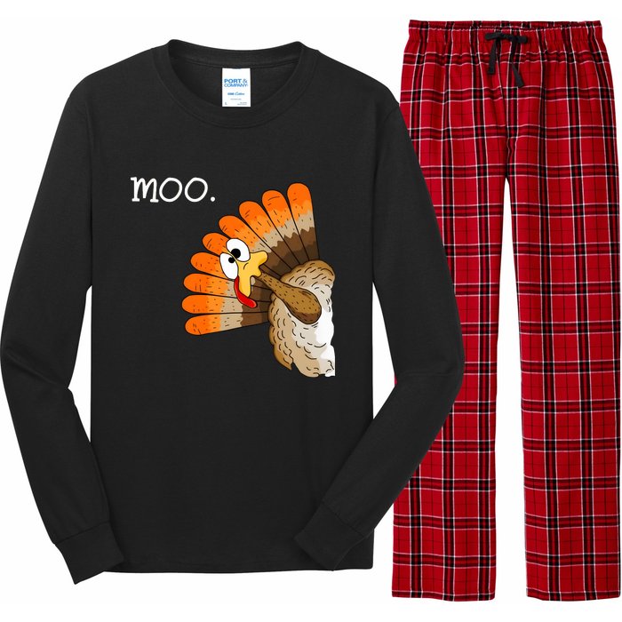 Funny Turkey Moo Cow Thanksgiving Long Sleeve Pajama Set