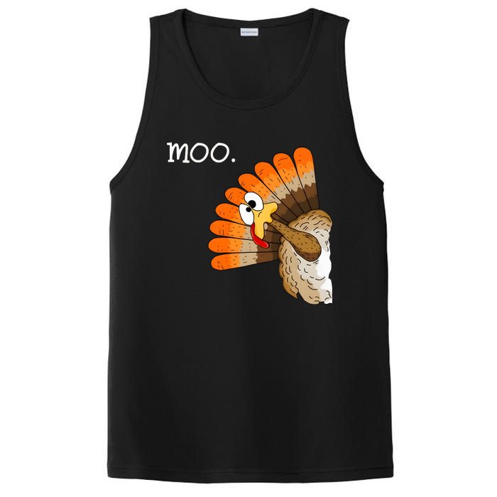 Funny Turkey Moo Cow Thanksgiving PosiCharge Competitor Tank