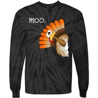 Funny Turkey Moo Cow Thanksgiving Tie-Dye Long Sleeve Shirt