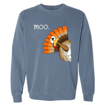 Funny Turkey Moo Cow Thanksgiving Garment-Dyed Sweatshirt