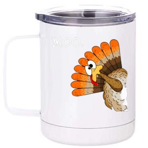 Funny Turkey Moo Cow Thanksgiving 12 oz Stainless Steel Tumbler Cup