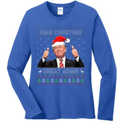 Funny Trump Make Christmas Great Again Ugly Sweater Xmas  Ladies Long Sleeve Shirt