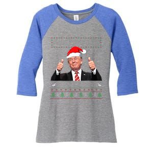 Funny Trump Make Christmas Great Again Ugly Sweater Xmas  Women's Tri-Blend 3/4-Sleeve Raglan Shirt