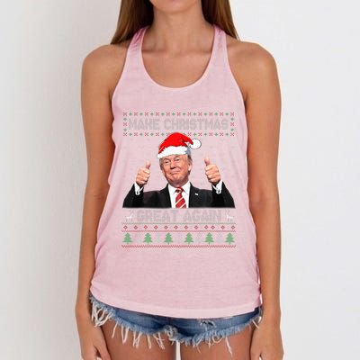 Funny Trump Make Christmas Great Again Ugly Sweater Xmas  Women's Knotted Racerback Tank