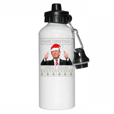 Funny Trump Make Christmas Great Again Ugly Sweater Xmas  Aluminum Water Bottle 