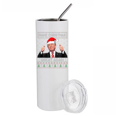 Funny Trump Make Christmas Great Again Ugly Sweater Xmas  Stainless Steel Tumbler