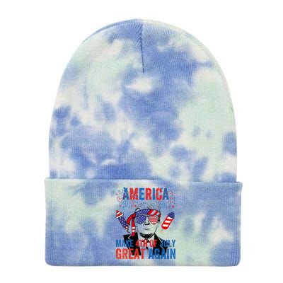 Fireworks Trump Make 4th Of July Great Again Glasses Flag Tie Dye 12in Knit Beanie