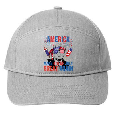 Fireworks Trump Make 4th Of July Great Again Glasses Flag 7-Panel Snapback Hat