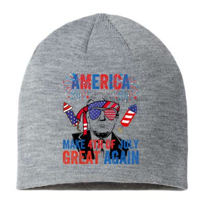 Fireworks Trump Make 4th Of July Great Again Glasses Flag Sustainable Beanie