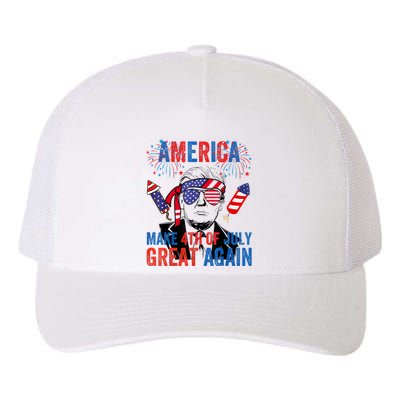 Fireworks Trump Make 4th Of July Great Again Glasses Flag Yupoong Adult 5-Panel Trucker Hat