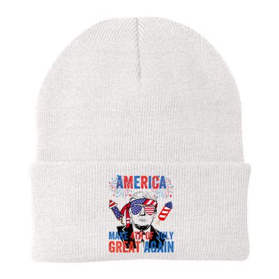 Fireworks Trump Make 4th Of July Great Again Glasses Flag Knit Cap Winter Beanie