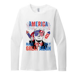 Fireworks Trump Make 4th Of July Great Again Glasses Flag Womens CVC Long Sleeve Shirt